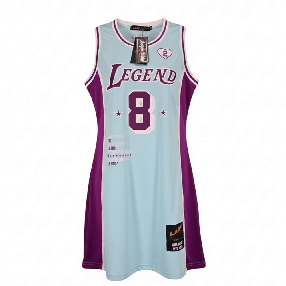 Kobe Bryant Mamba Sleeveless Jersey Mini Dress in Light Blue & Purple
